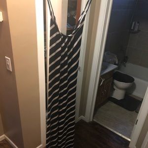 Navy Blue and white striped maxi dress